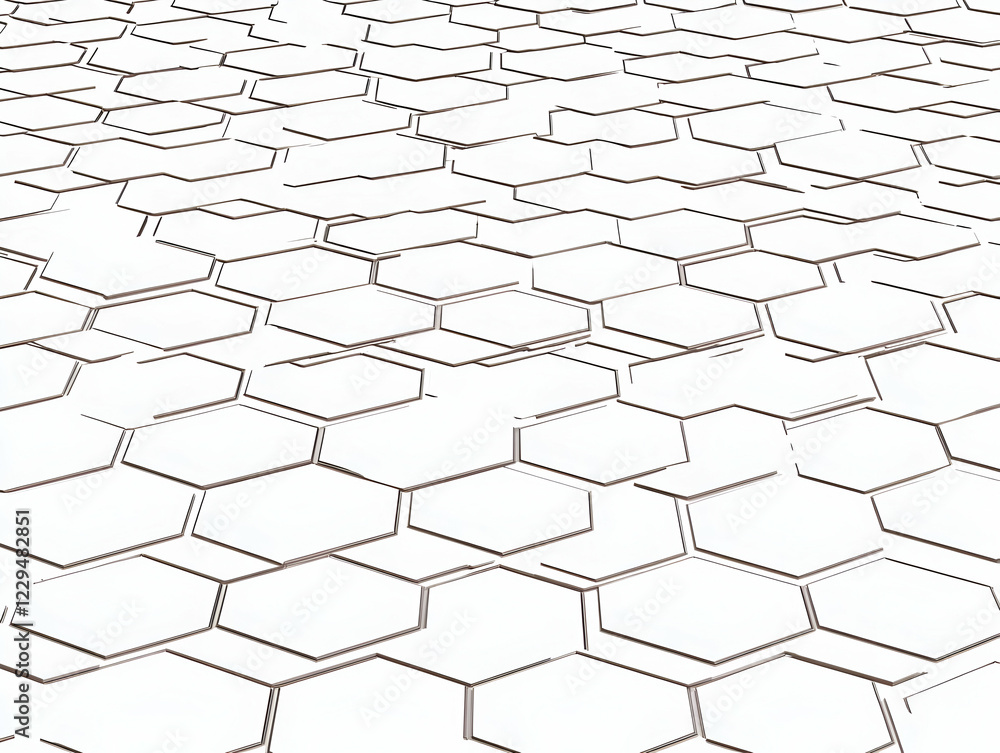 Poster White Hexagonal Tiles Form a Continuous Pattern Across a Surface with Subtle Light Gray Tones.