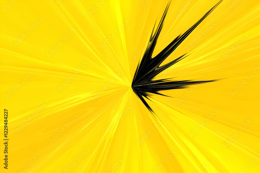 Poster abstract yellow background with black jagged lines creates a dynamic visual
