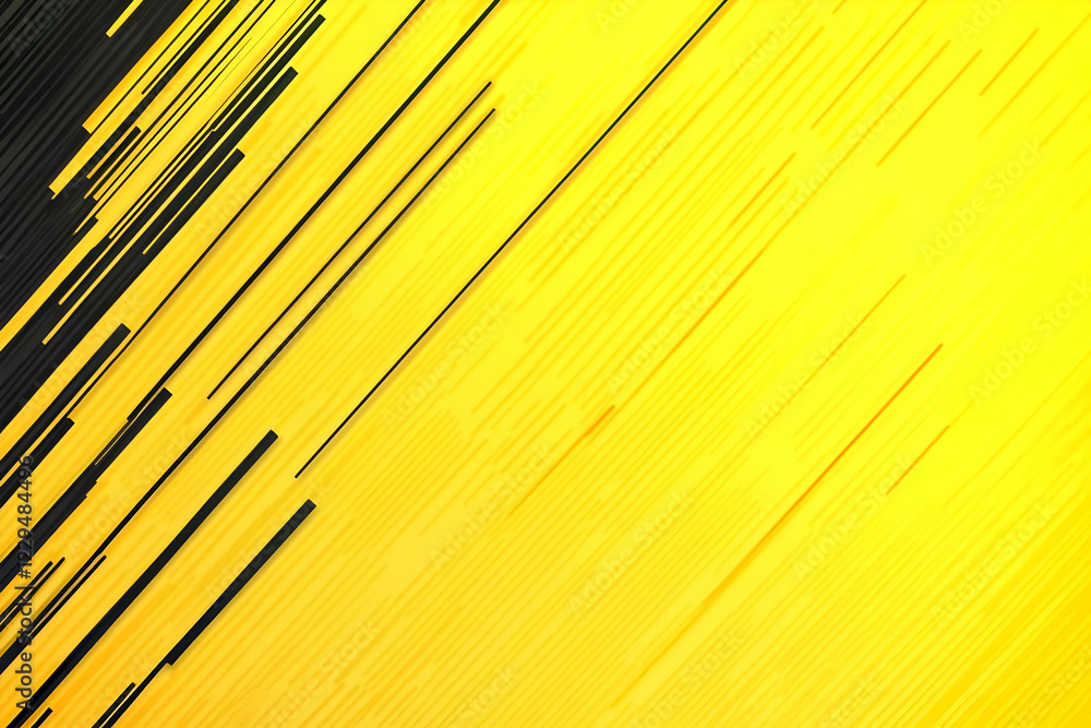 Poster abstract yellow background with black diagonal lines creates dynamic visual impact