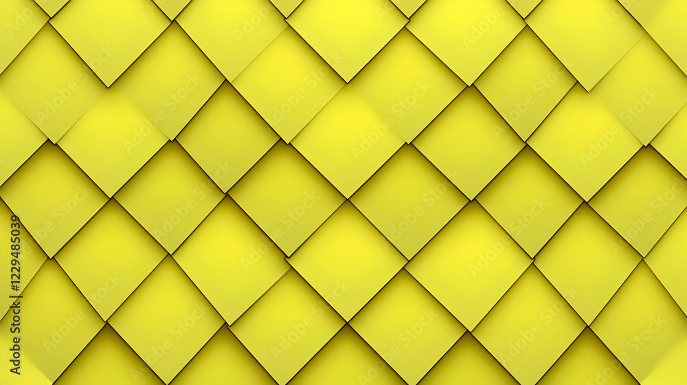Poster 3d yellow square pattern forms a geometric abstract background with subtle shadows and textures.
