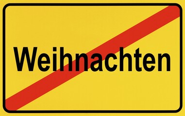 Obraz premium Sign city limits, symbolic image for the end of Christmas