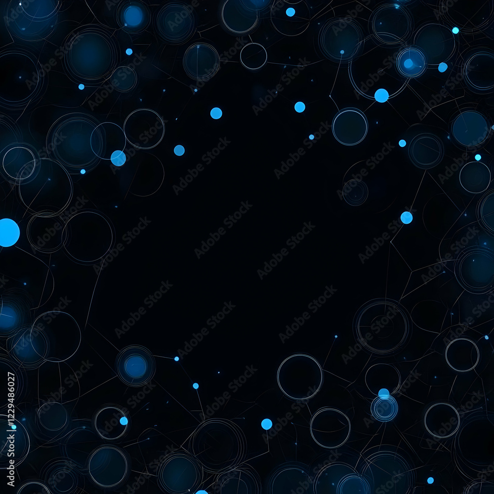 Aufkleber abstract background creates a network of blue circles and connecting lines on black