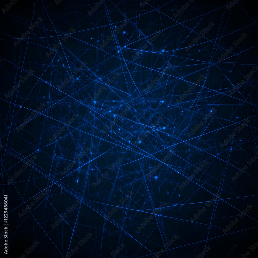 Poster abstract background creates intersecting blue lines and glowing dots on a dark background