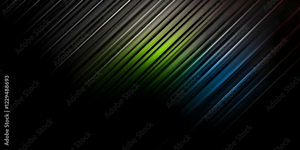 Poster abstract background with diagonal green and blue lines on a dark backdrop.
