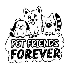 Pet Friends typography sticker in glyph style 