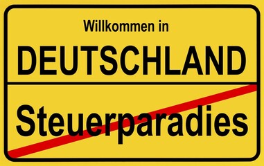 Fototapeta premium Sign city limits, symbolic image for tax havens outside Germany