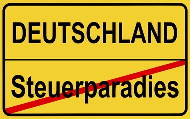 Fototapeta premium Sign city limits, symbolic image for tax havens outside Germany