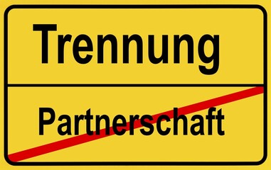 Fototapeta premium Sign city limits, symbolic image for separation and end of a partnership