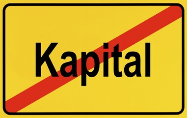 Sign city limits, symbolic image for the end of the dominance of capital