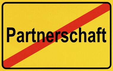 Sign city limits, symbolic image for the end of a partnership