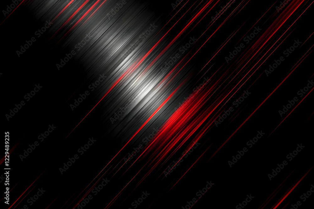 Poster abstract red and silver streaks converge dynamically on a dark background
