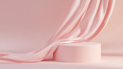 Pink Silk Draped Elegance: A Minimalist Product Display