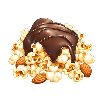 chocolate covered popcorn with almonds clip art preview