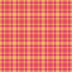 Smooth fabric pattern seamless, material vector plaid tartan. Canadian check background texture textile in red and yellow colors.