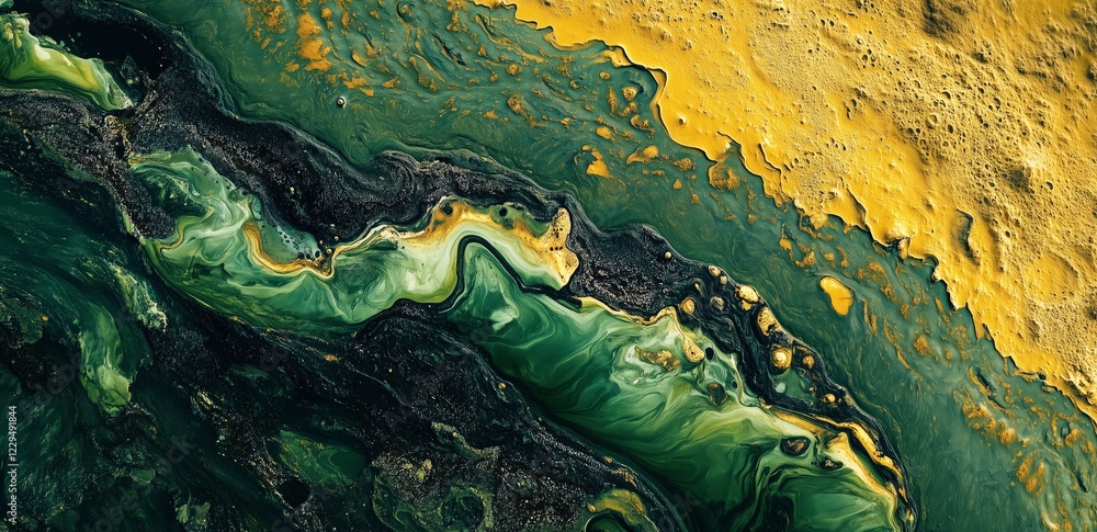 Poster emerald and gold abstract: a mesmerizing abstract artwork featuring a dynamic interplay of emerald g