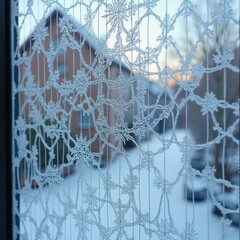 Close-up view of icicles hanging from a snow-covered tree branch in winter.