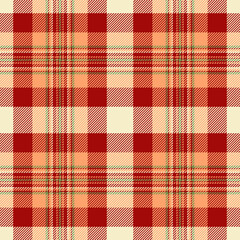 Vibrant autumnal plaid pattern in warm red, peach, and cream tones. Perfect for textile designs, fallthemed projects, or creating a cozy and rustic aesthetic.