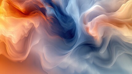 Obraz premium An organic abstract design featuring glowing, soft curves in pastel tones of warm beige, aqua green, and light coral, creating a serene and harmonious visual composition.