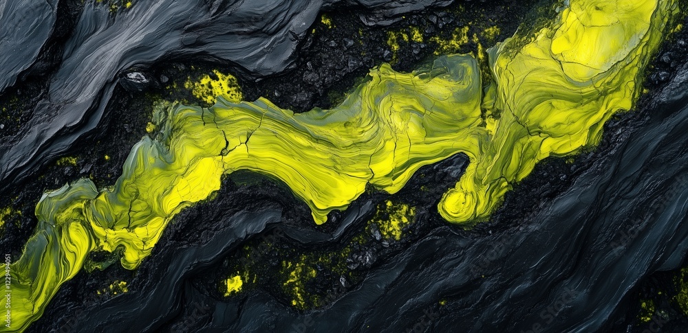 Poster abstract swirl of black and yellow: a mesmerizing abstract artwork featuring vibrant yellow swirls d
