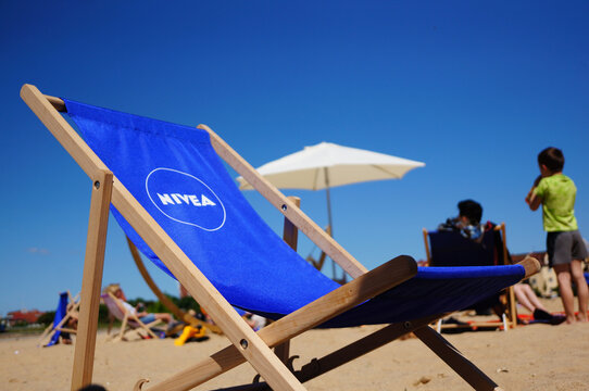 Nivea sun bed on a beach