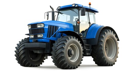 Obraz premium Powerful blue tractor ready for farm work.