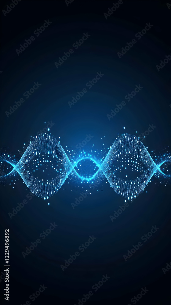 Poster abstract blue wave background creates a dynamic flow with particle effects seamlessly