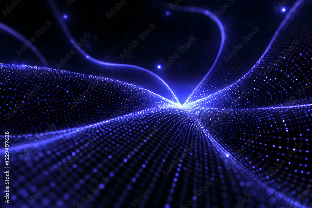 Poster abstract blue particle wave background forms a dynamic and flowing design elegantly