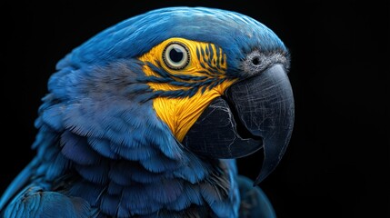 Obraz premium Bright parrot on a dark background, Parrot isolated on a black background