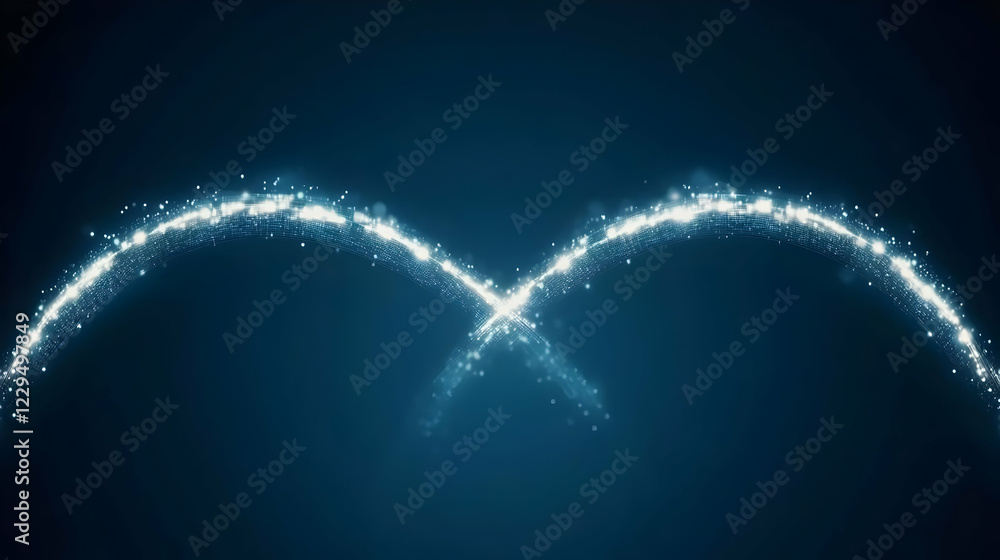 Poster abstract glowing lines intersect dynamically on a dark blue background, creating a visual spectacle
