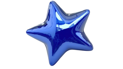 Glossy blue star balloon with a transparent background. Transparent background