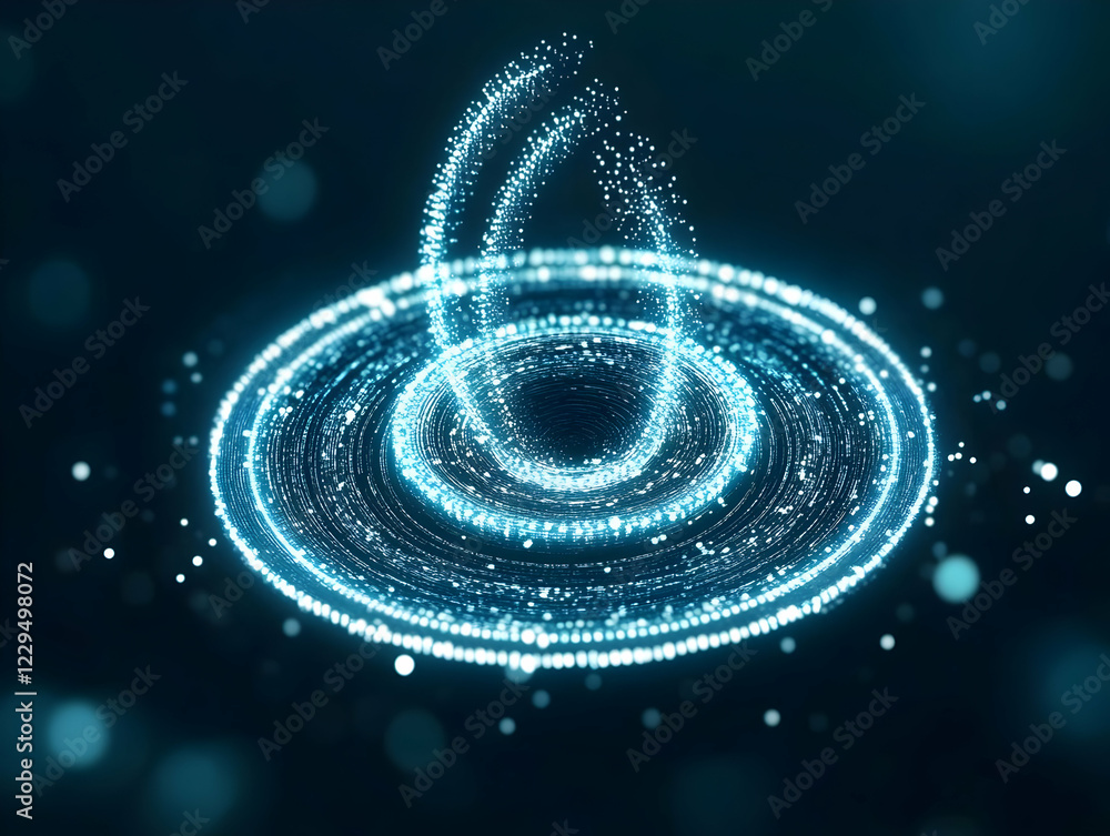 Poster abstract swirling blue light vortex creates a dynamic and mesmerizing visual spectacle on a dark bac