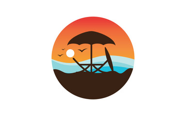 Palm tree icon summer beach logo template