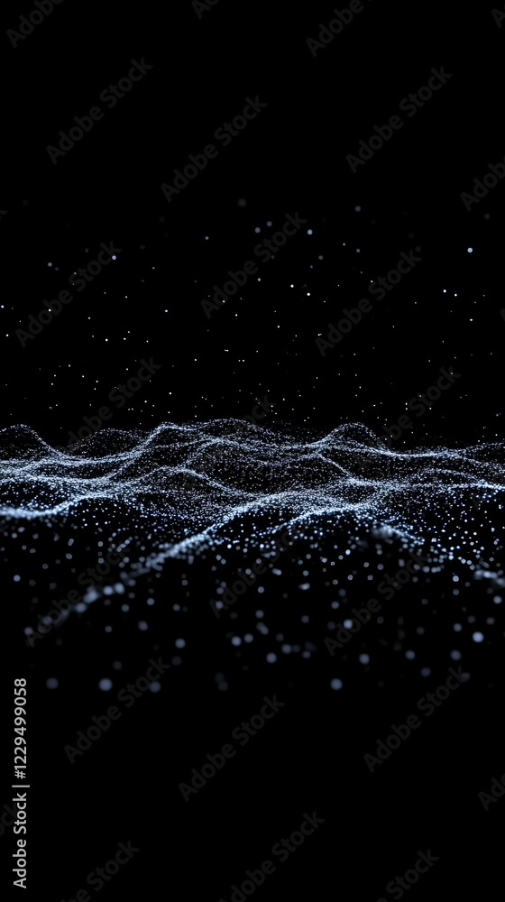 Poster Abstract Particle Waves Flowing Smoothly on a Black Background with Subtle Lighting