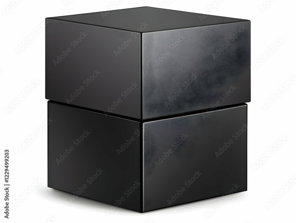 Poster two black cubes stacked vertically on a white background creates a minimalist design element