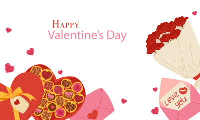 Valentine’s Day themed billboard with copyspace. Horizontal vector illustration with a romantic touch, perfect for love-focused commercial promotions. Ideal for posters, web banners and print