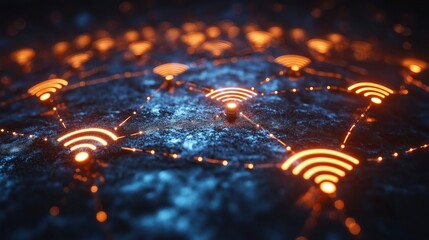 conceptual globe with interconnected wi-fi symbols representing global internet access and digital connectivity