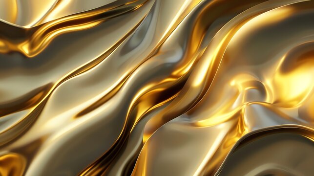 A liquid gold background with an abstract wave pattern.