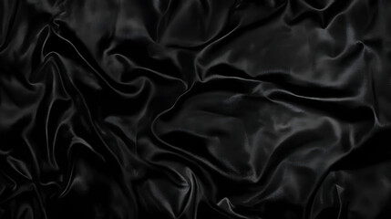 Fototapeta premium Luxurious Black Silk Fabric Flows and Drapes Elegantly Across the Surface with Soft Folds and Gentle Curves