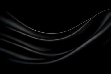 Obraz premium Smooth Black Satin Fabric Flows Elegantly in the Dark, Creating a Luxurious Abstract Background
