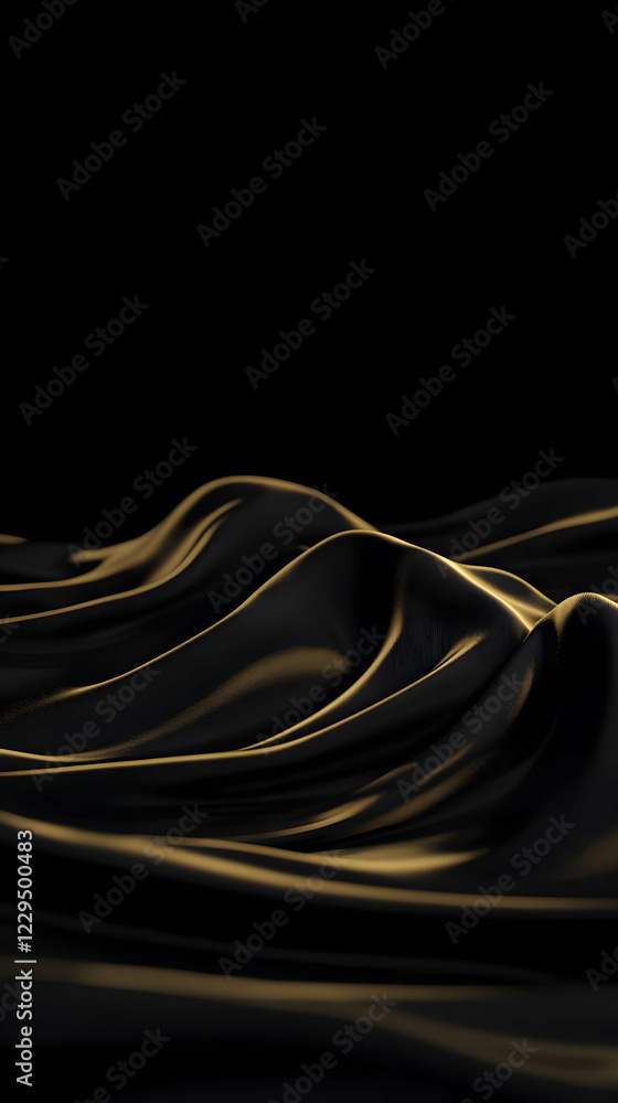 Poster smooth, elegant dark fabric flows gracefully, creating a luxurious, abstract background for text or 