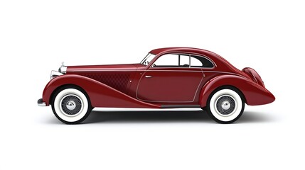 Fototapeta premium Classic maroon automobile, vintage design, elegant lines.