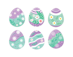 Set of Decorative Easter Eggs with Floral Patterns
