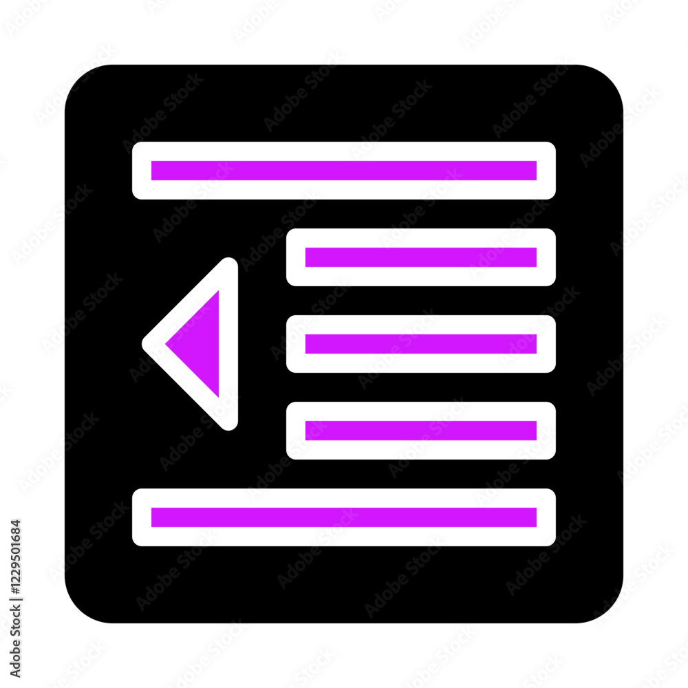 Poster text alignment icon with a black background and purple
