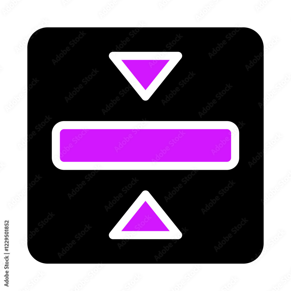 Poster purple rectangle with up and down arrows icon
