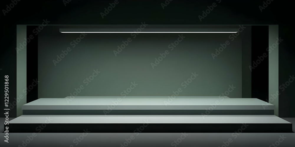 Poster 3d rendered empty stage with lighting and dark background for product placement