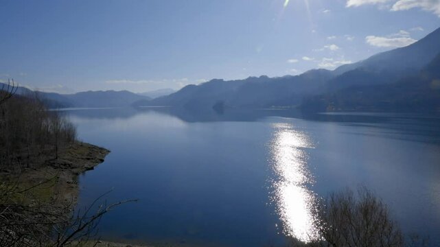 Lago del Salto, Italy - 01 02 2025: Lake and Salto Dam Diga del Salto