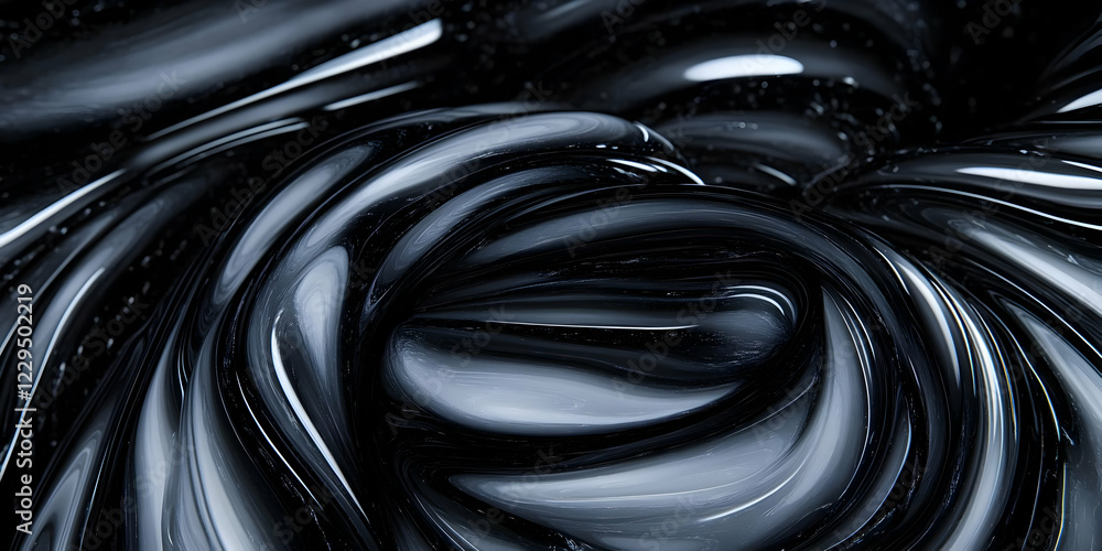 Poster abstract swirling black and white texture creates a dynamic visual