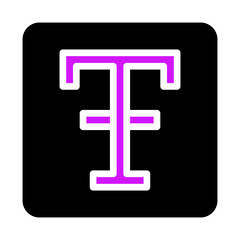 Purple 'TF' symbol on black background with white outline