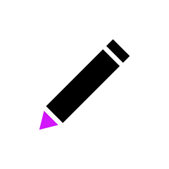 Black Drawing Pencil with Pink Tip Icon Graphic
