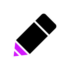 Stylized image of a black and purple pencil icon